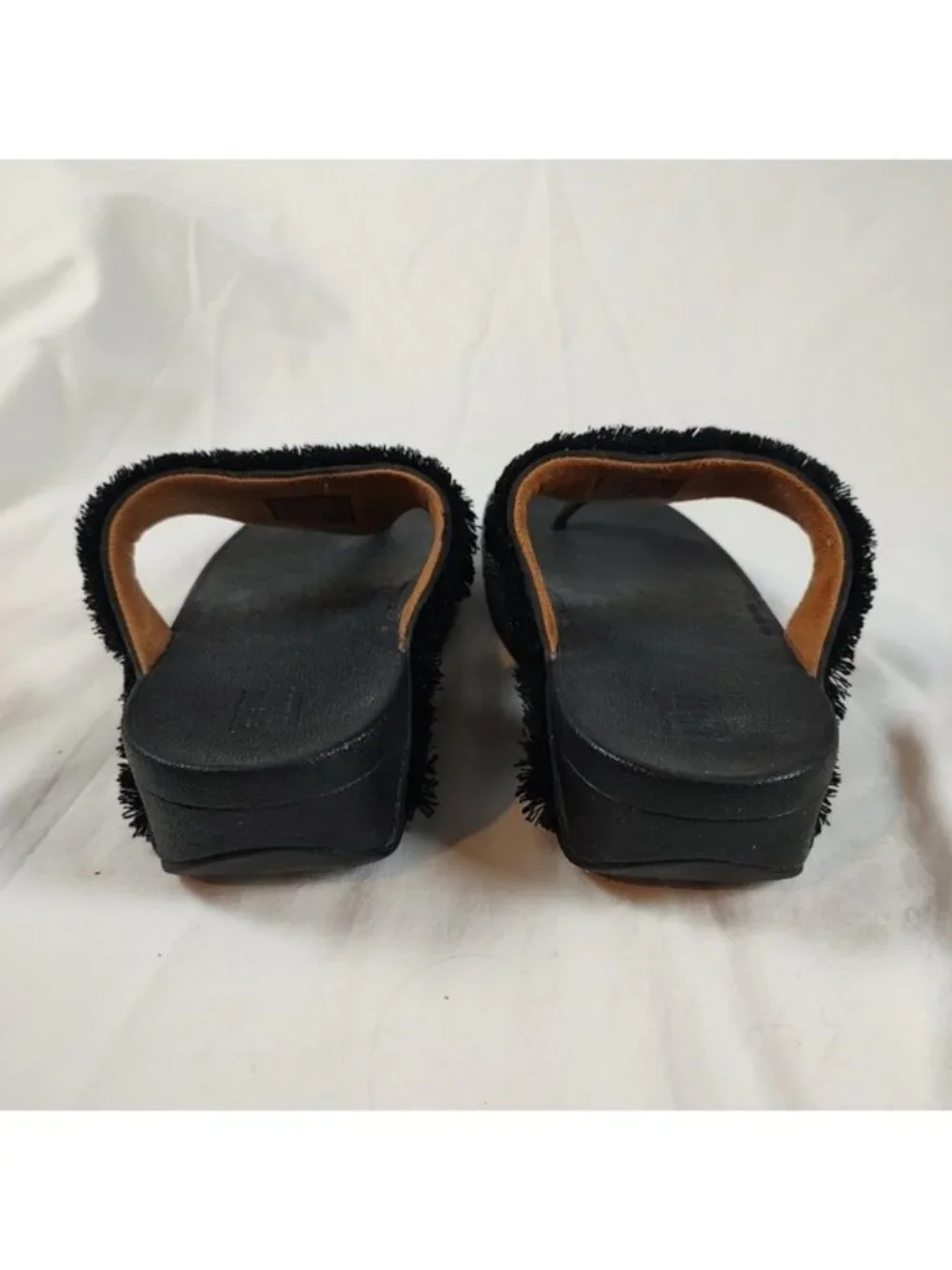 FitFlop Lottie Fringe Thong Sandals 8 Black